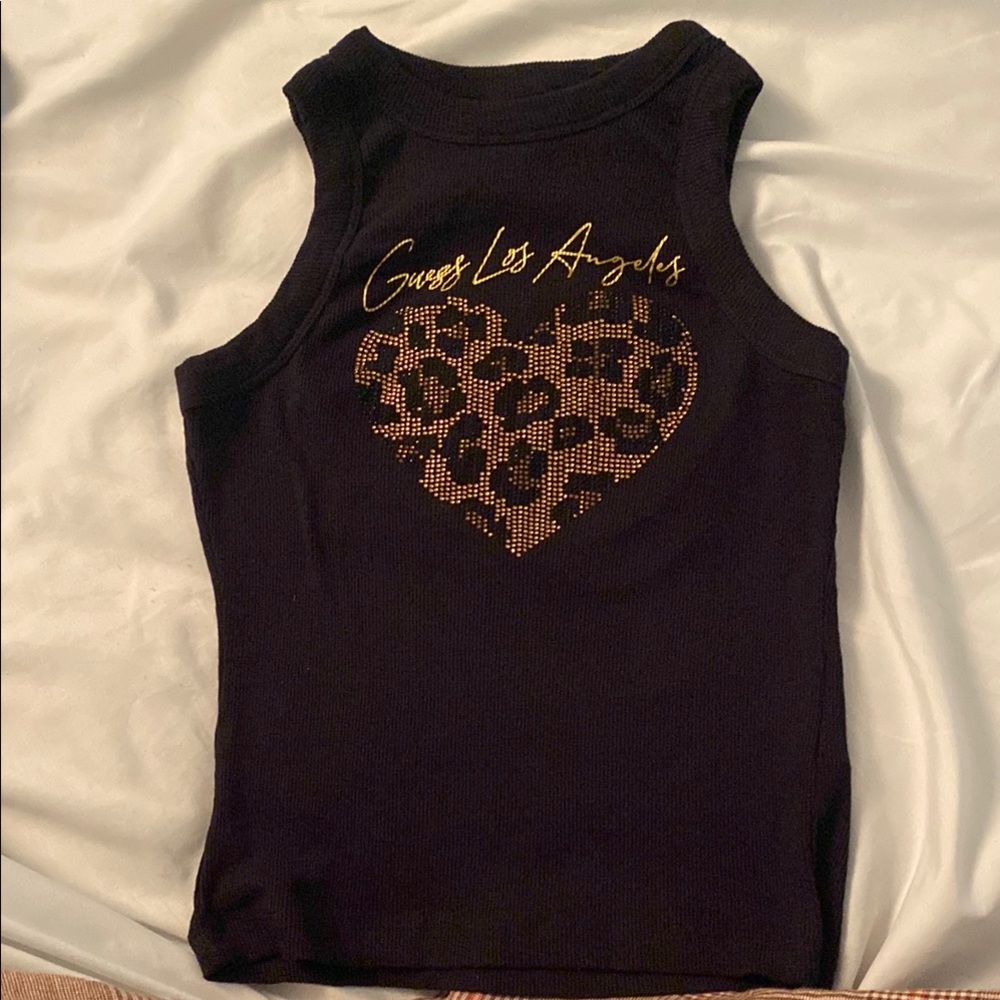GUESS animal print rhinestone tank top. Size S
